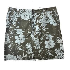 Eddie Bauer Ripstop Skirt Womens 18 Tall Floral Green Hiking Outdoors Cargo Mini